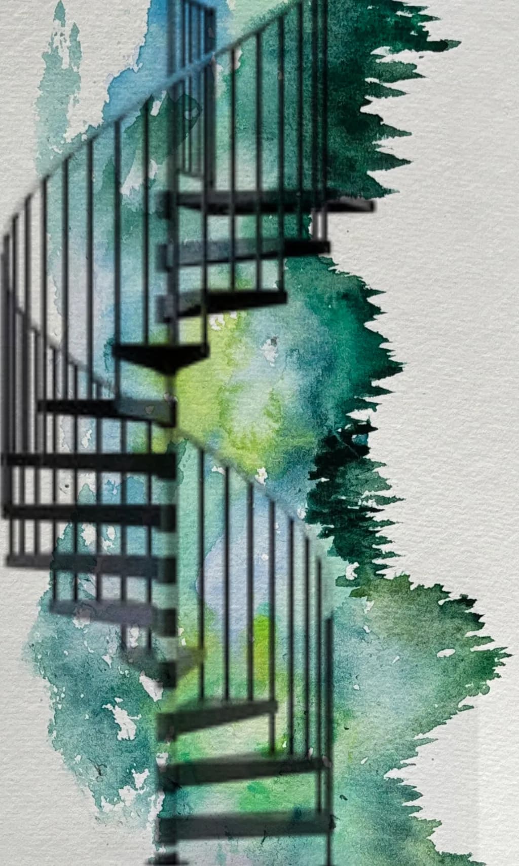 Whispers of Nostalgia: A Spiraling Journey Through Watercolor Dreams