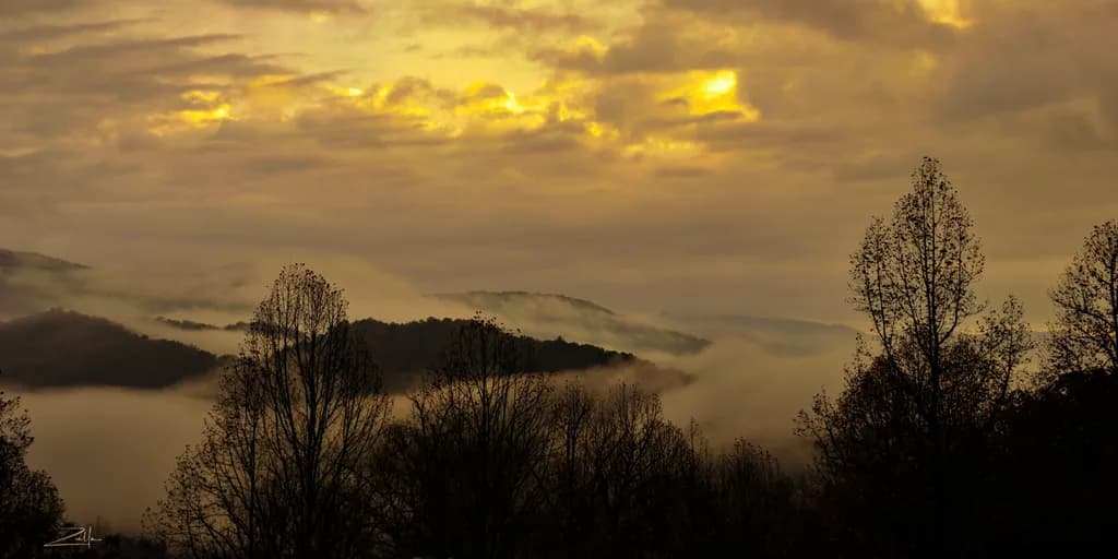 Whispers of Twilight: A Serene Misty Landscape at Dusk