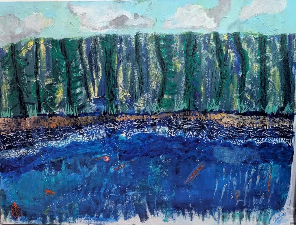 Whispers of the Forest: A Tranquil Blue Landscape Reflection