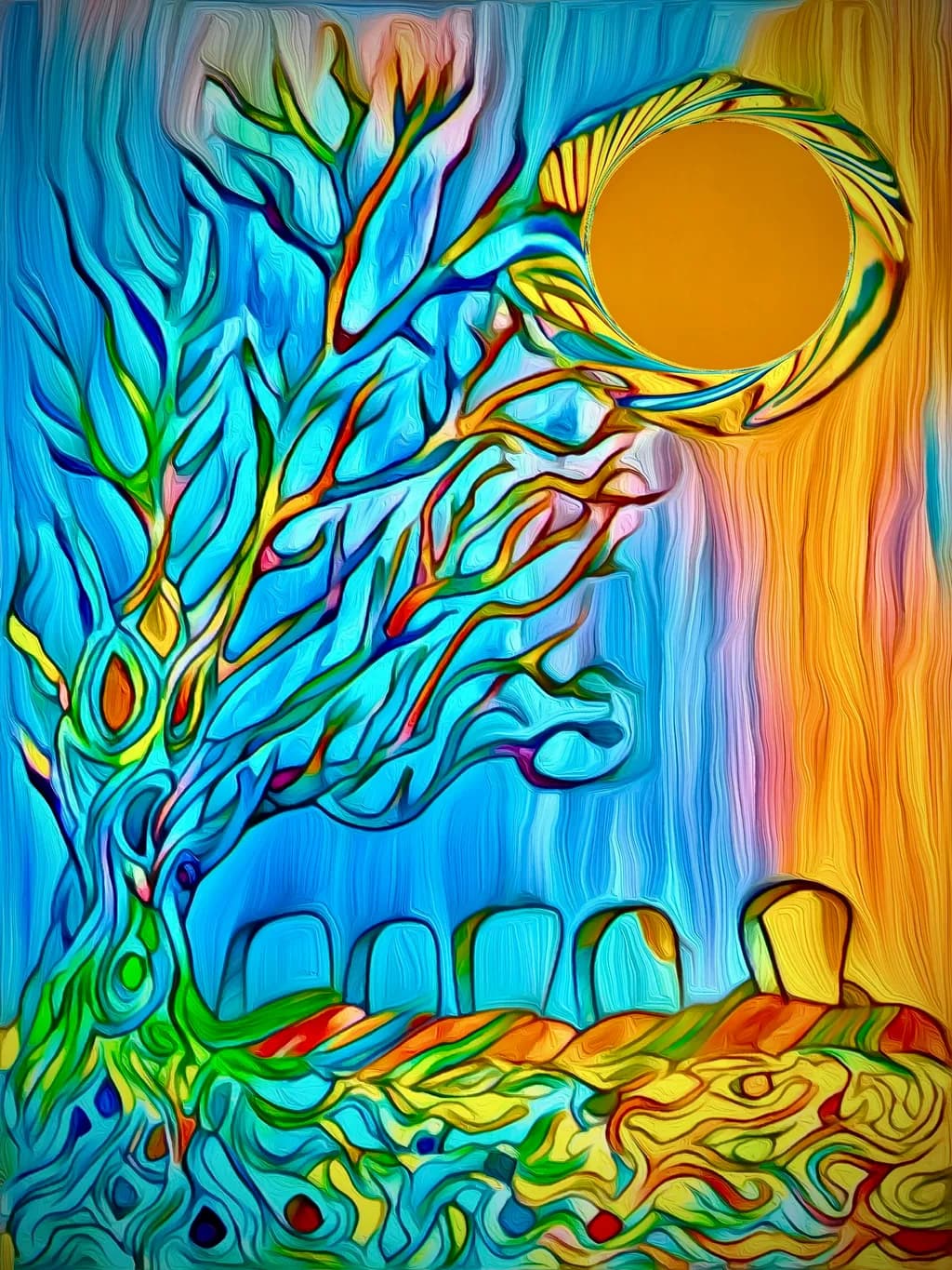 Whispers of Color: A Dance Between Tree and Sunlight