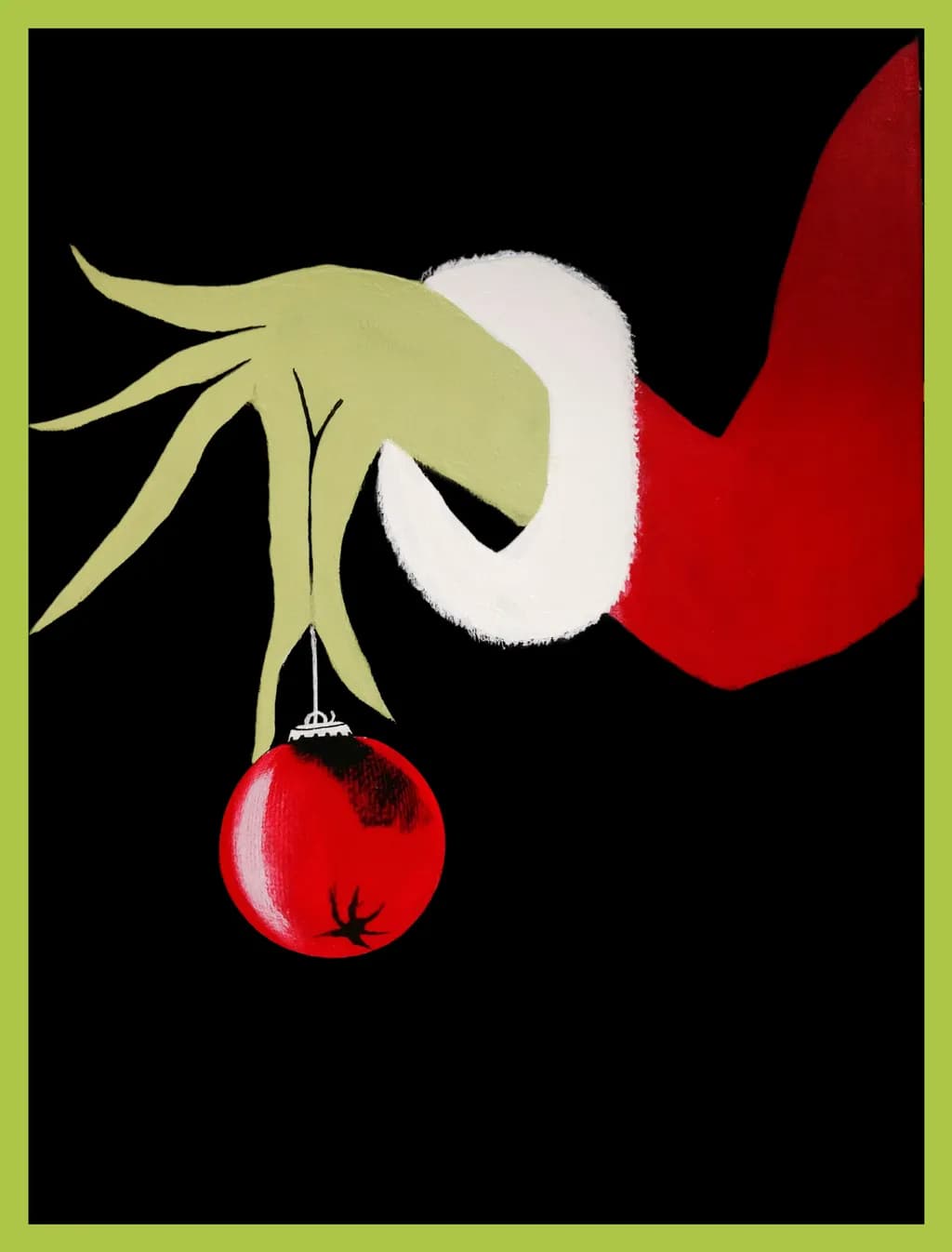 Whimsical Holiday Hand: A Festive Ornament in Red and Green
