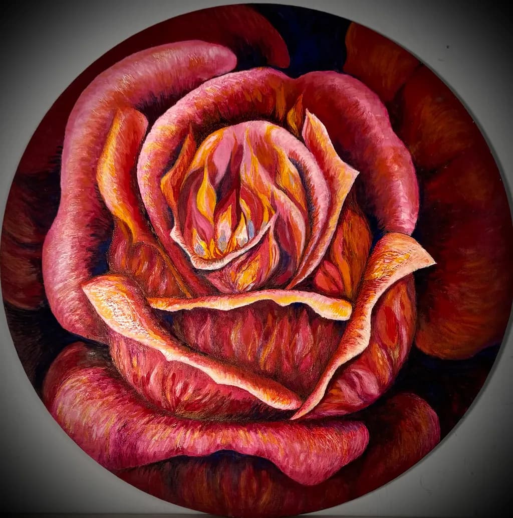 Vibrant Elegance: A Realistic Rose in Fiery Hues