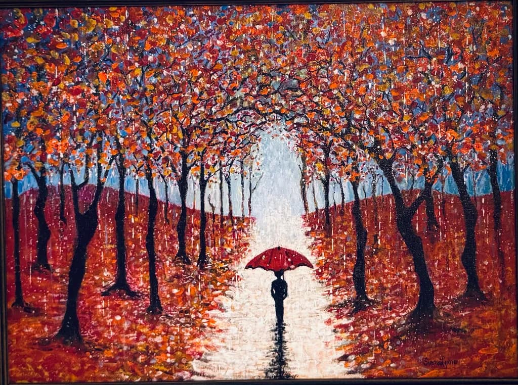 Whispers of Autumn: A Stroll Beneath the Crimson Canopy