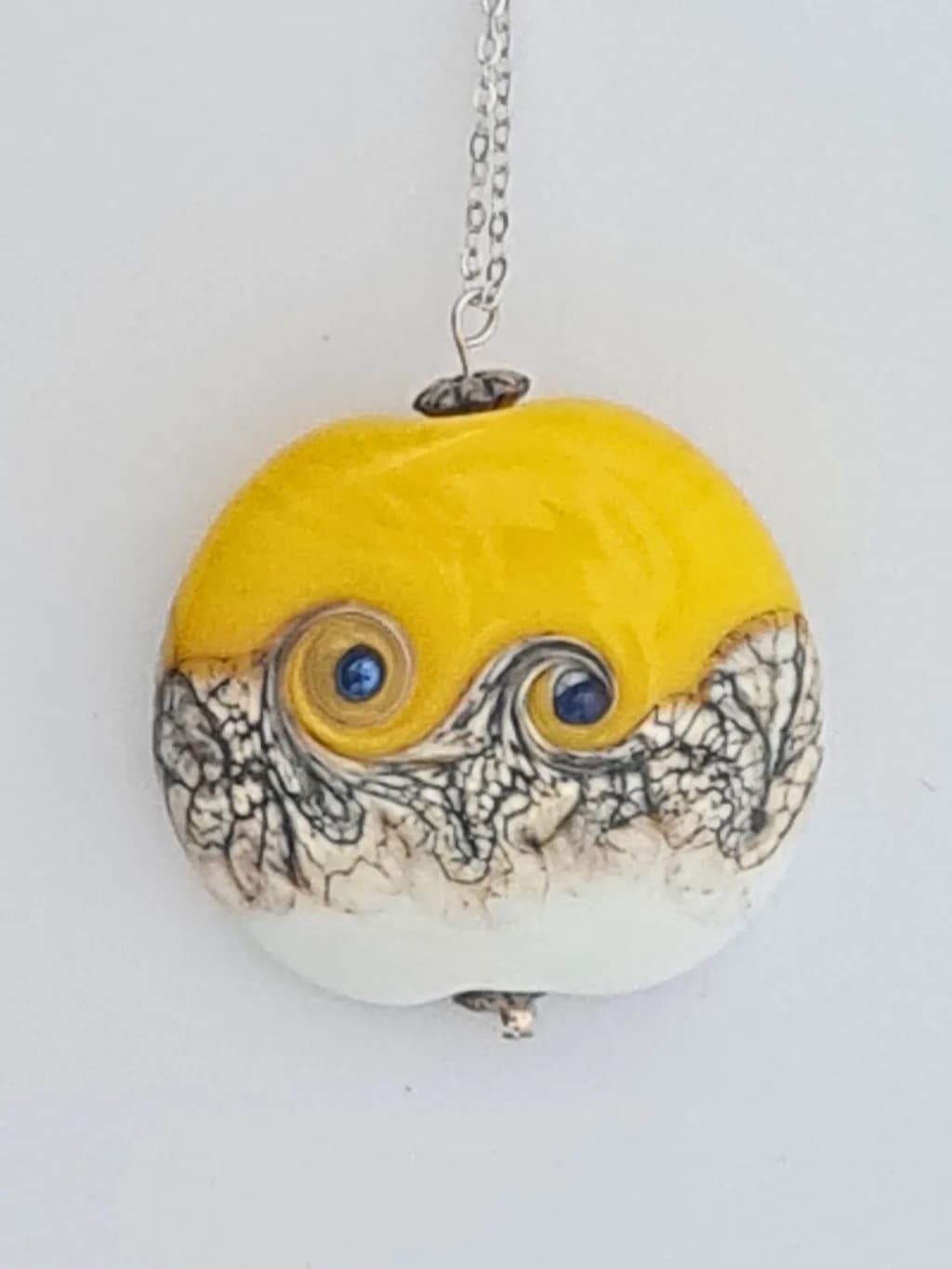 Whimsical Waves: A Unique Colorful Ceramic Pendant with Artistic Swirls and Decorative Charm