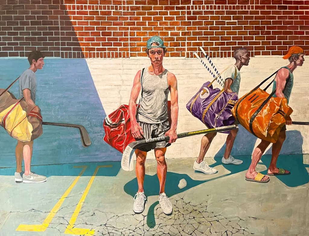 Journey of the Game: Young Athletes Carrying Dreams and Gear Through Urban Streets
