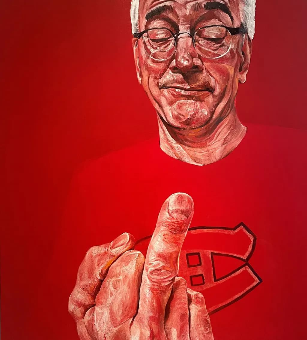 Red Gesture: A Playful Portrait of Expression and Humor