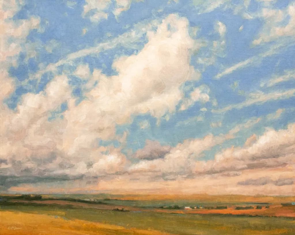 Whispers of the Sky: A Serene Landscape of Clouds and Fields
