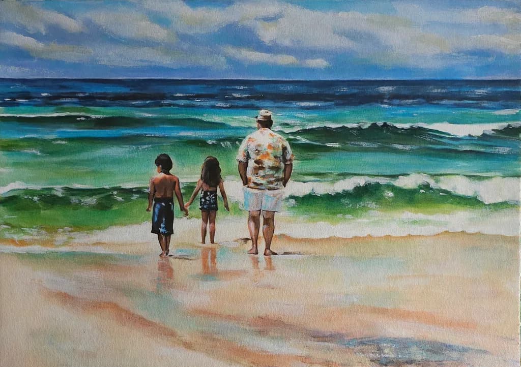 Waves of Togetherness: A Family's Embrace at the Beach