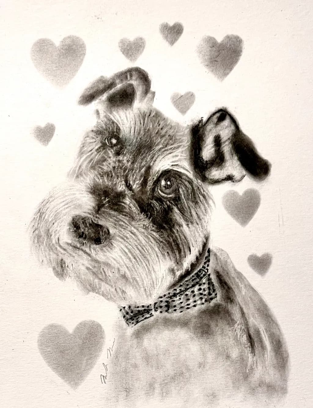 Adorable Heartfelt Portrait of a Dog: A Charming Sketch Celebrating Canine Love