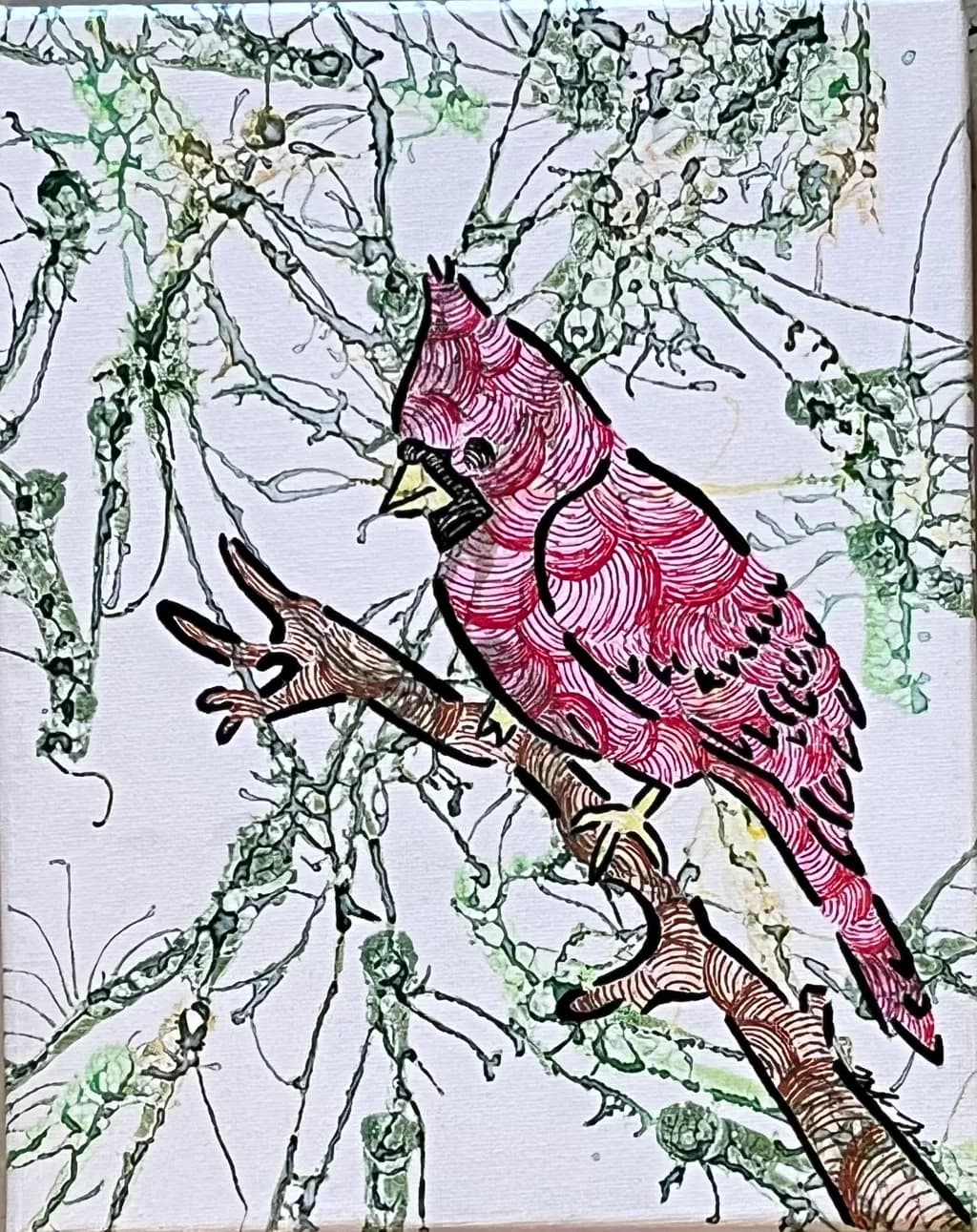 Vibrant Cardinal: A Whimsical Dance of Nature and Color