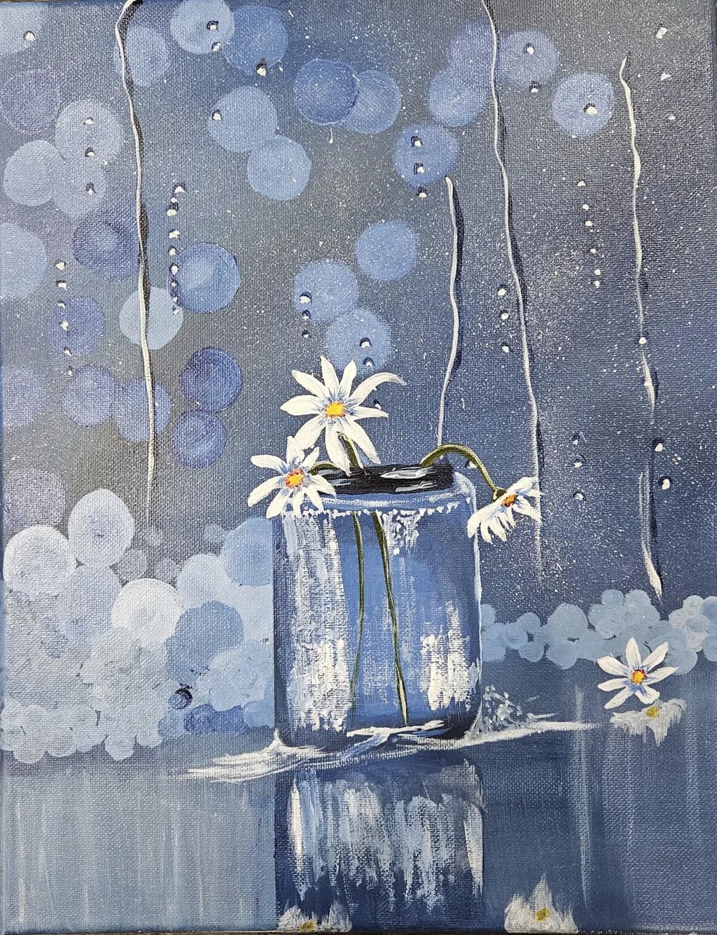 Serenity in Blue: A Floral Reflection in an Abstract Vase