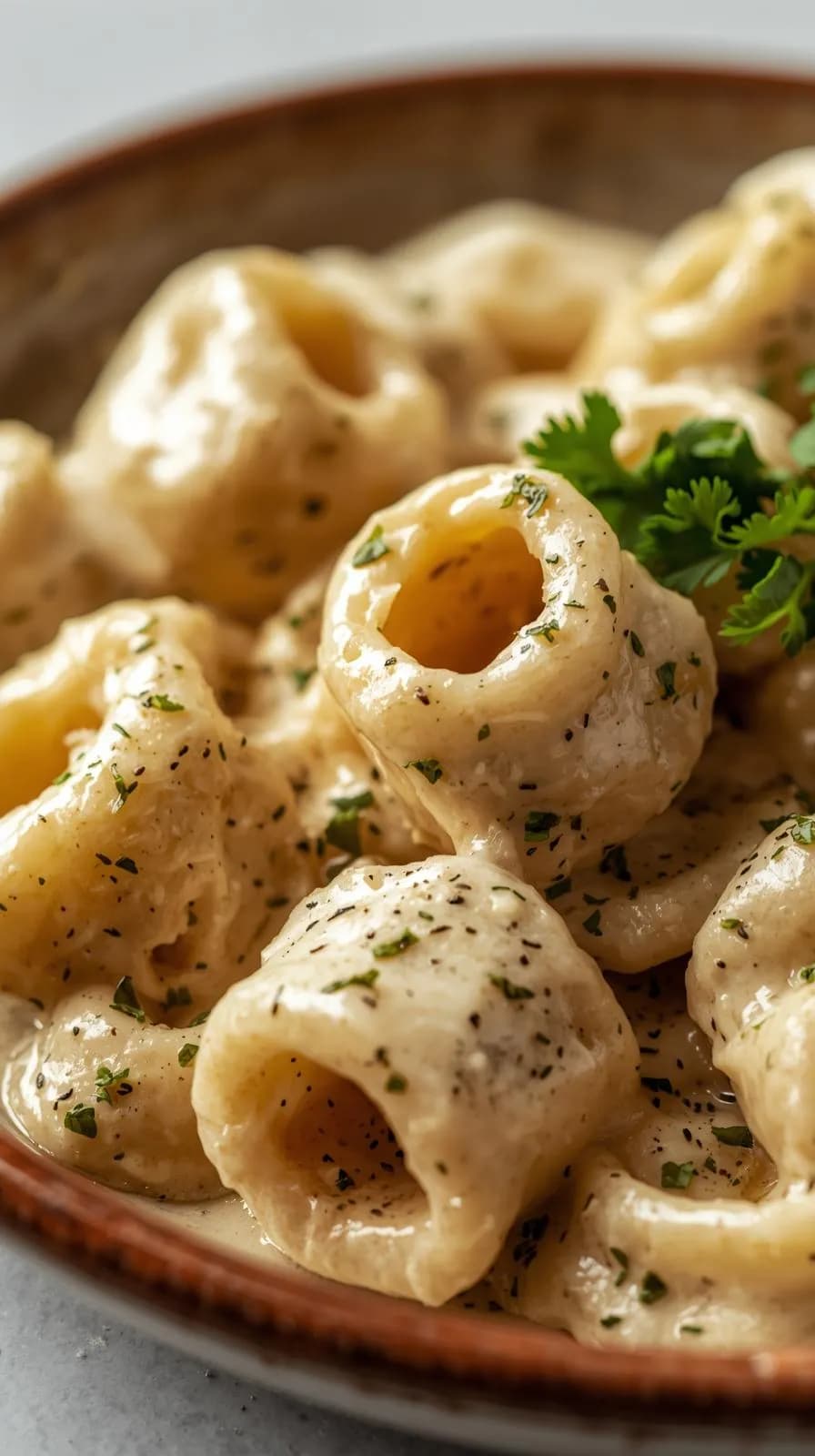 Creamy Dream: A Whimsical Pasta Delight with Fresh Herbs and Savory Sauce