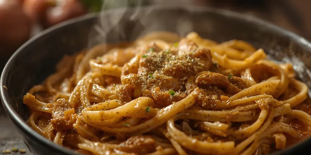 Steaming Comfort: A Bowl of Herb-Infused Pasta Delight
