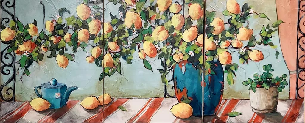 Lemons and Jade Triptych