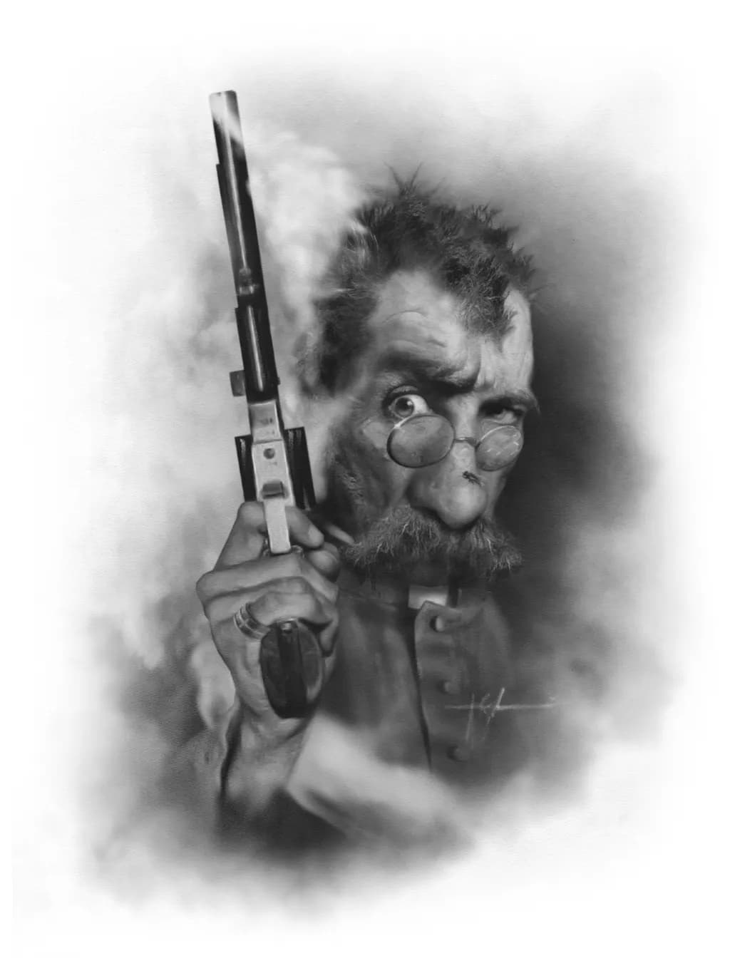 Mysterious Gunman: A Portrait of Smoke and Shadows