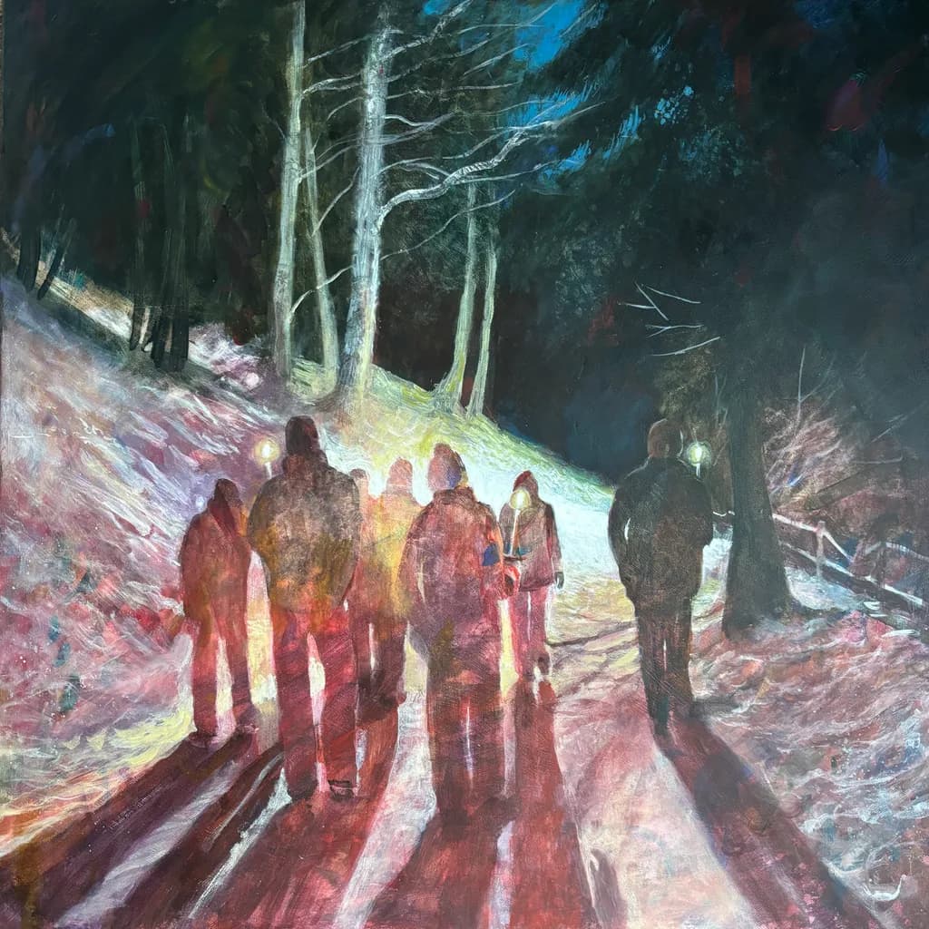 Whispers of Light: A Nighttime Journey Through Shadows and Snow
