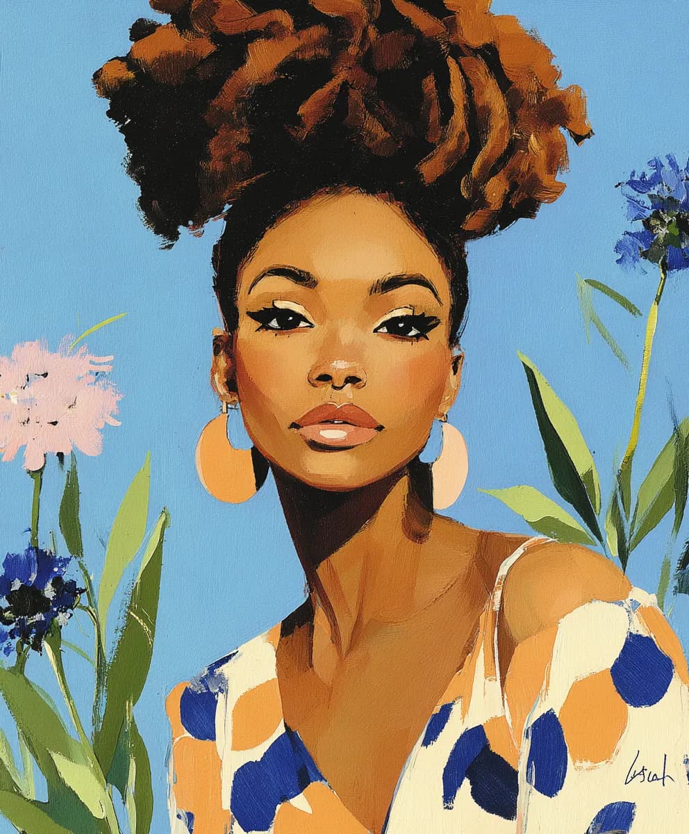 Radiant Beauty: A Colorful Floral Portrait Celebrating Expression and Elegance