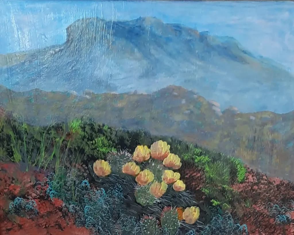Desert Bloom with Mountain