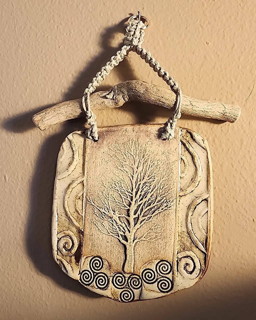 Whispers of Nature: Handcrafted Tree Wall Art with Spirals and Driftwood Accents