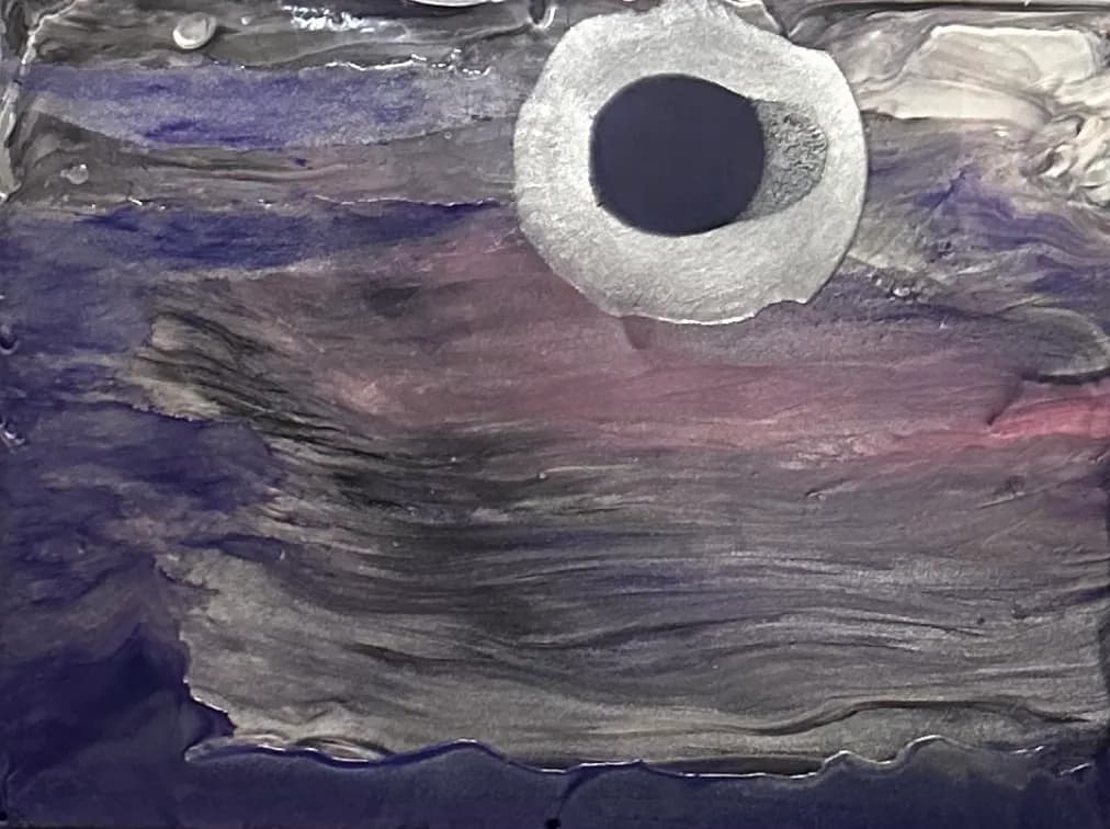 Moonlit Whispers: An Abstract Dance of Shadows and Colors in the Night Sky