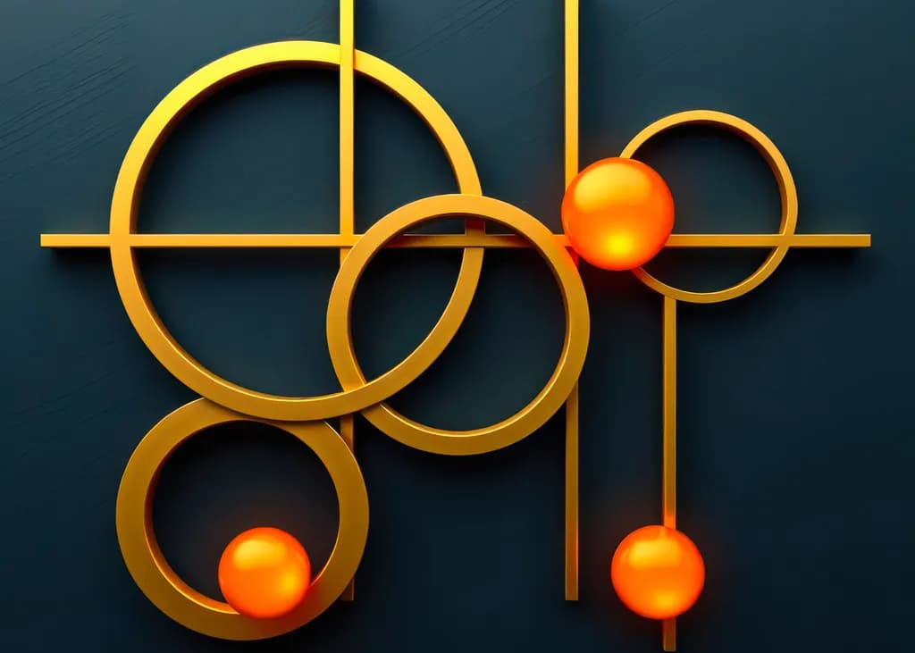 Contemporary Abstract Art: Geometric Circles in Gold