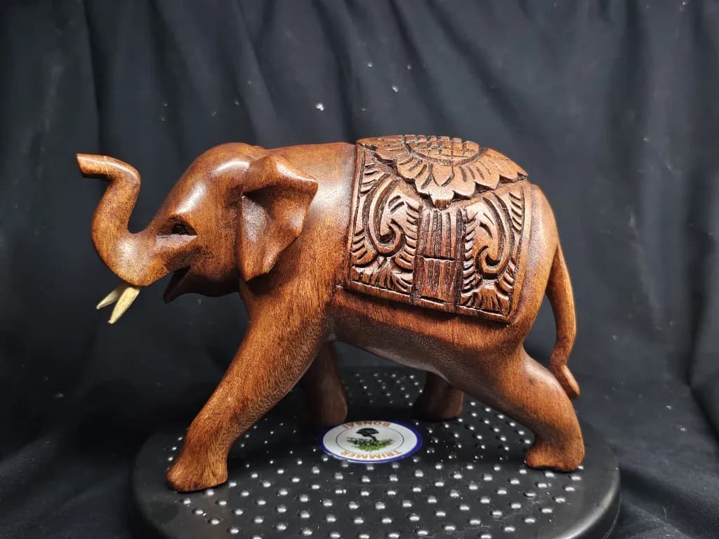Carved Elegance: Wooden Elephant