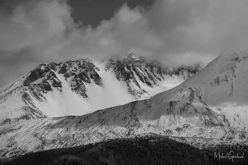 Majestic Peaks: A Monochrome Symphony of Snow and Shadows