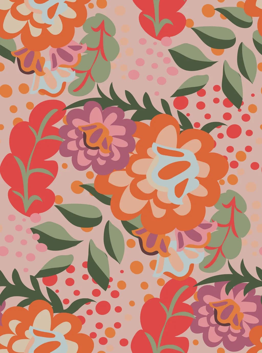 Vibrant Floral Whirl: A Dance of Colorful Patterns in Abstract Harmony