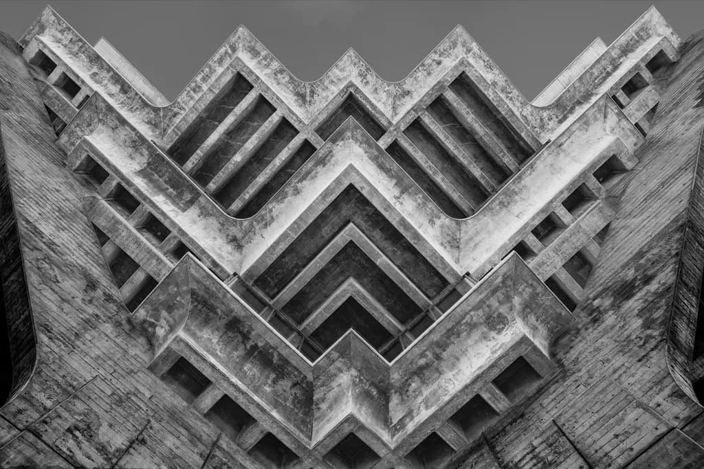 Architectural Symphony: The Bold Geometry of Urban Structures in Monochrome Elegance