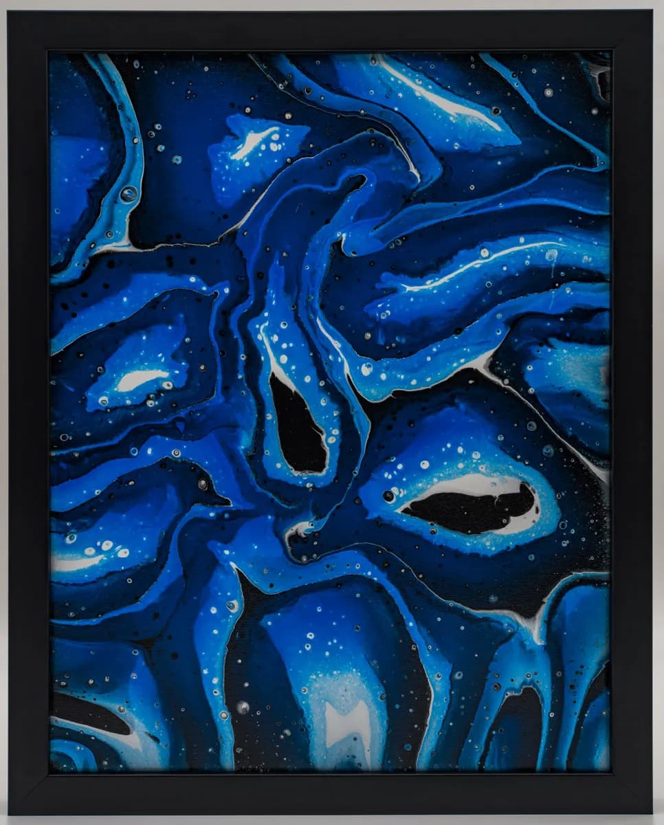Oceanic Whispers: A Fluid Dance of Blue Textures in Modern Abstract Art
