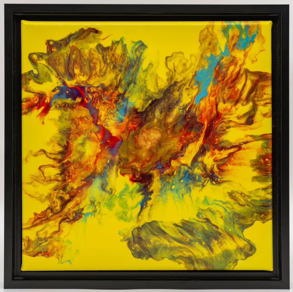 Vibrant Whirlwind: A Dance of Color and Emotion on Yellow Canvas
