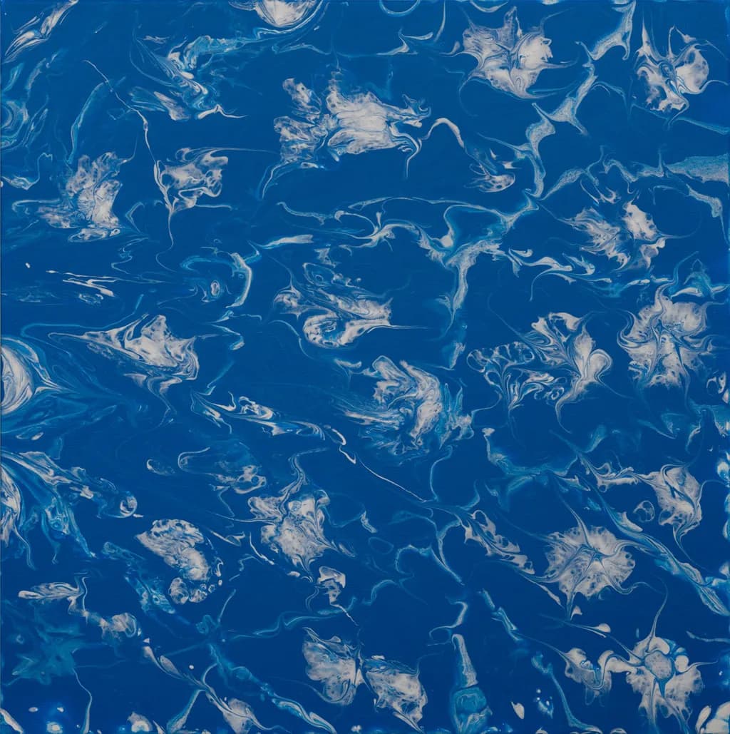 Ocean's Whisper: A Dance of Blue and White Swirls in Abstract Harmony