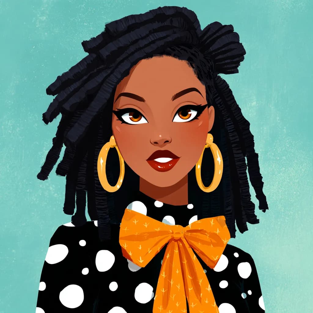 Confident Elegance: A Stylish Portrait in Polka Dots and Bold Accessories