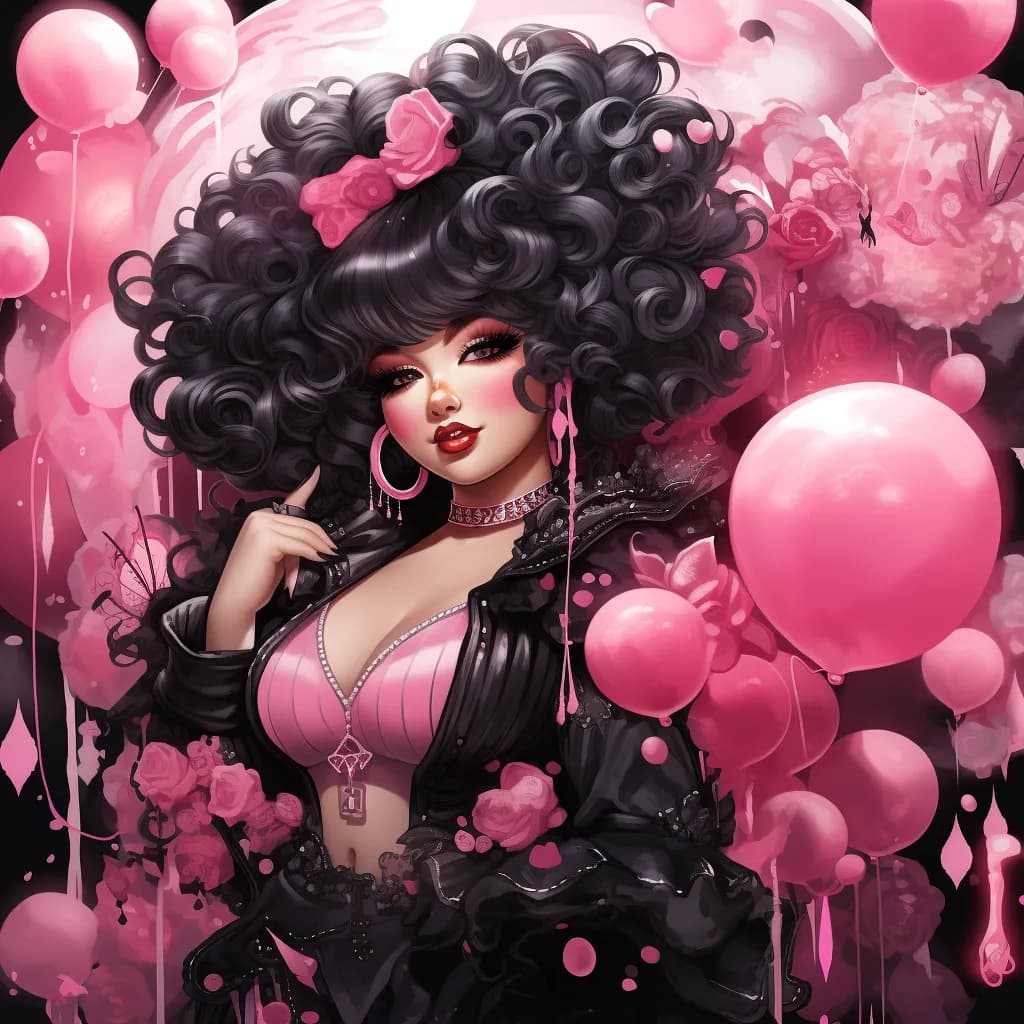 Vibrant Whimsy: A Playful Celebration of Pink Glamour and Floral Fantasy