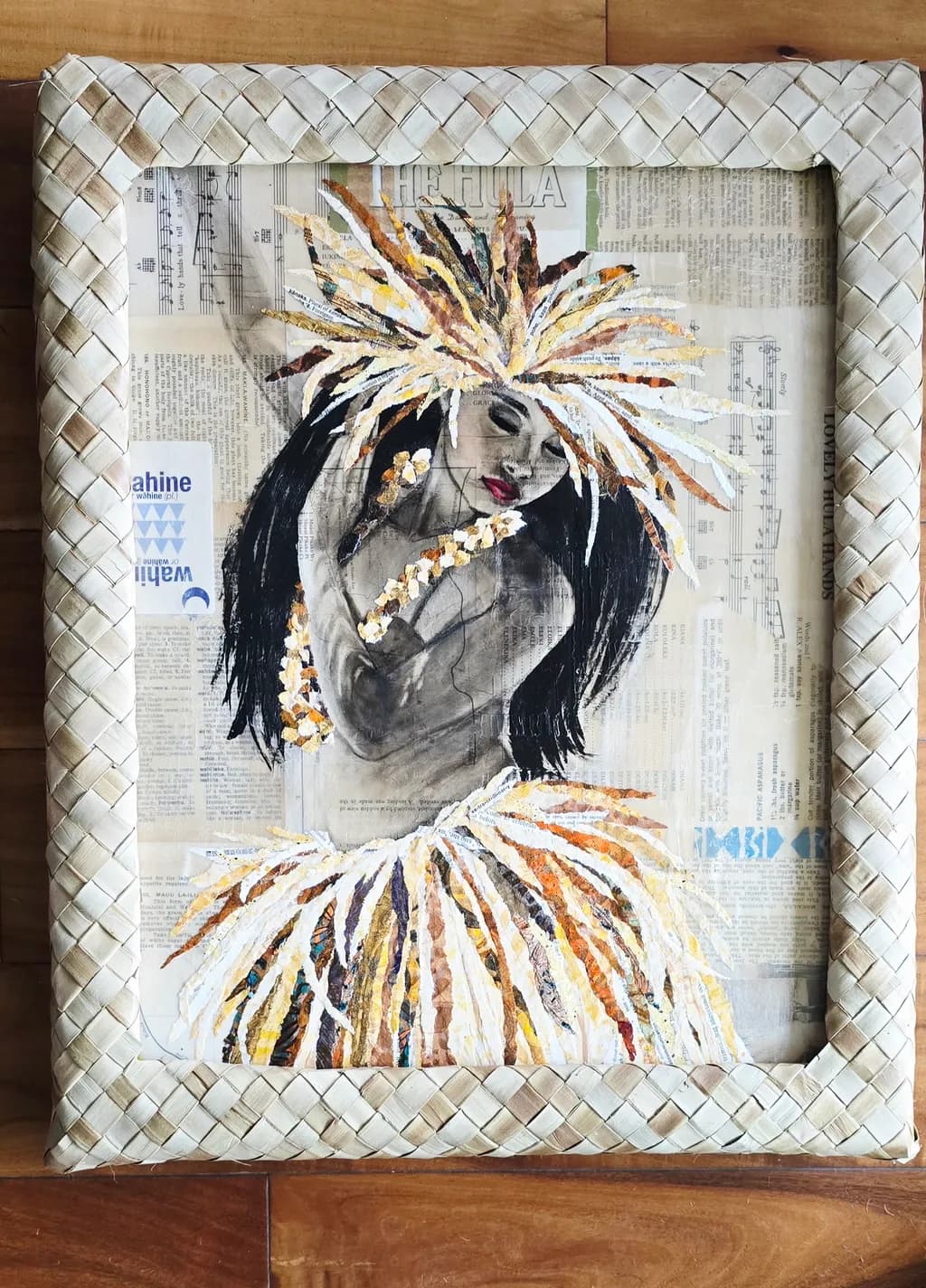 Tropical Elegance: A Dance of Color and Culture in Mixed Media Art