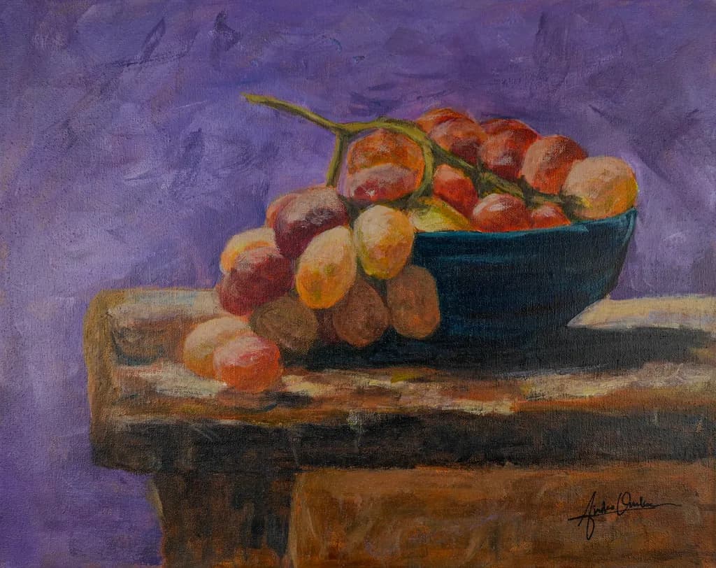 Vibrant Harmony: A Still-Life Celebration of Grapes in Colorful Abundance