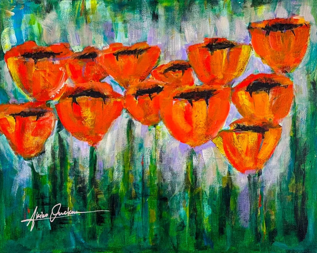 Vibrant Embrace: A Dance of Orange Tulips in Bloom