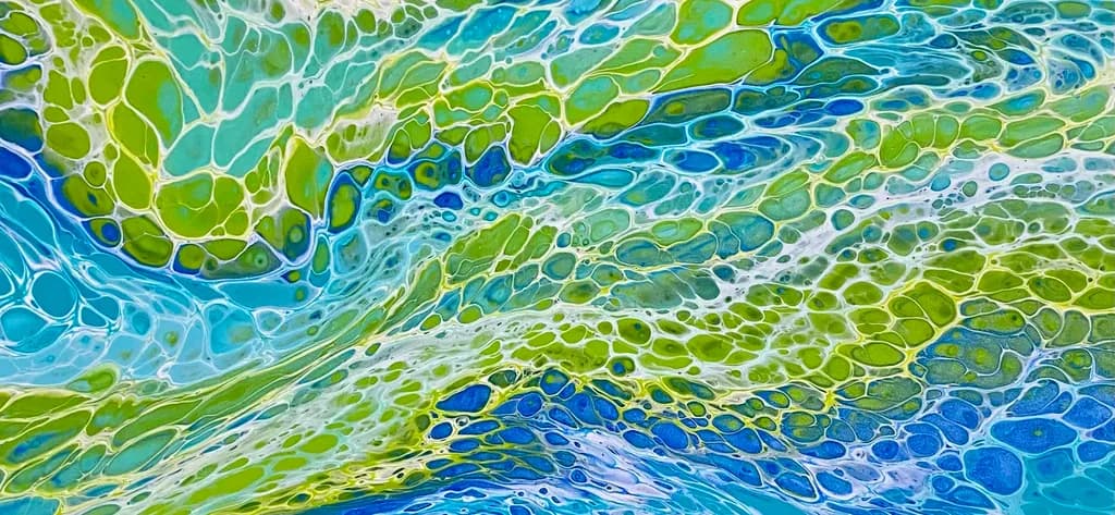 Oceanic Whispers: A Dance of Blue and Green in Fluid Artistry