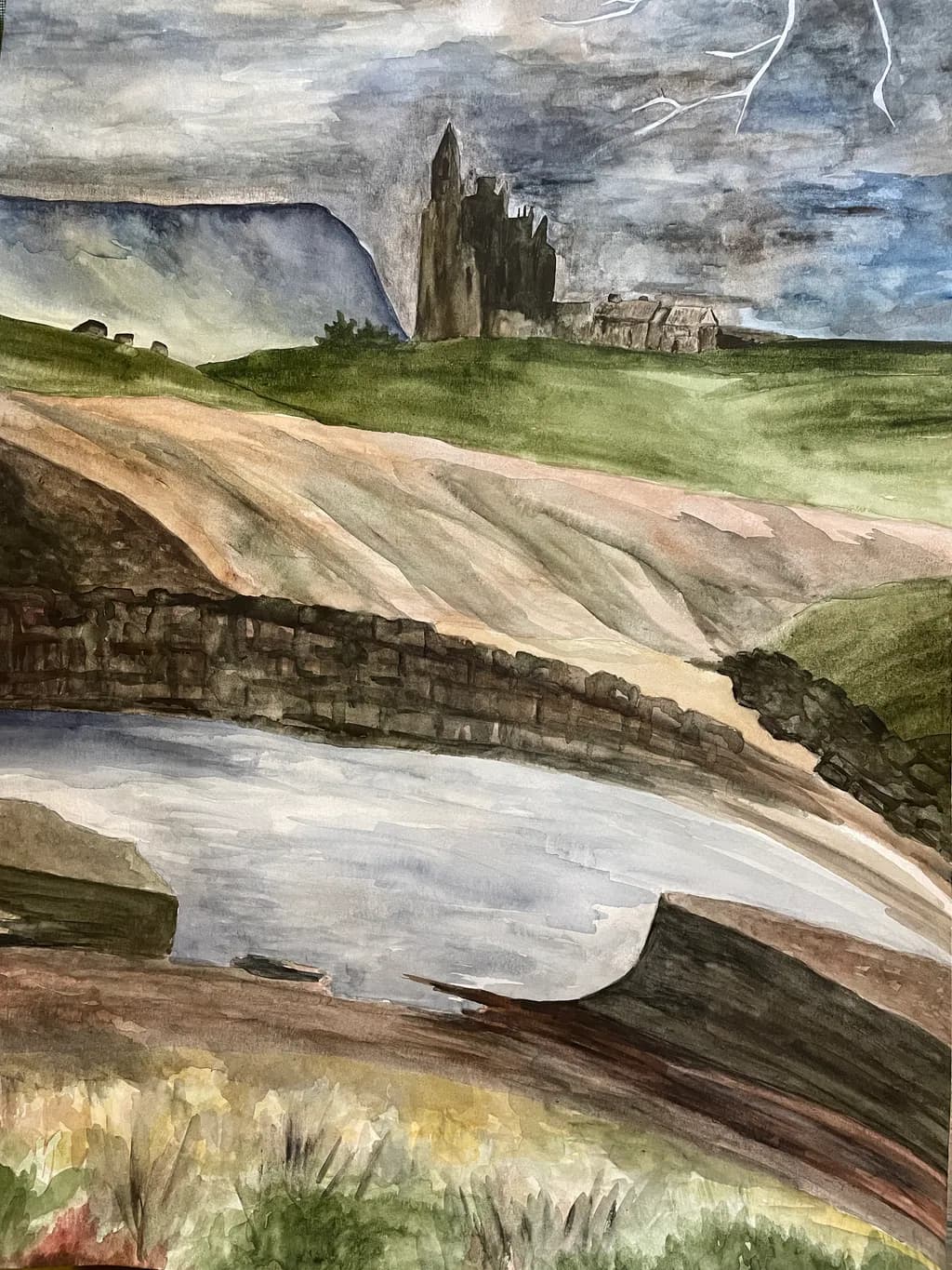 Whispers of Time: A Stormy Landscape with Ancient Ruins