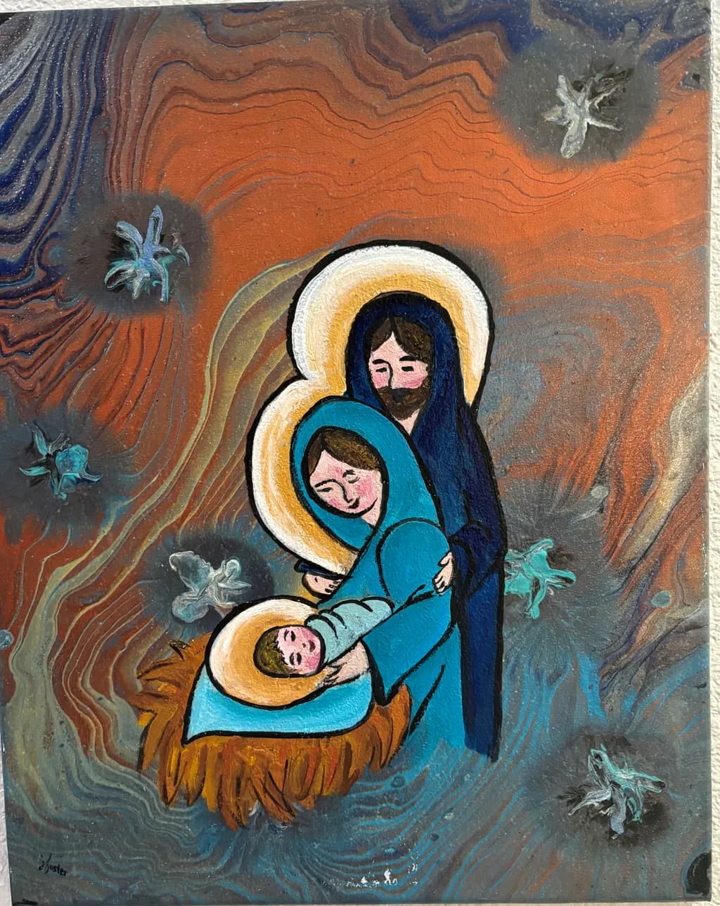 "Embracing the Divine: A Contemporary Nativity Scene"