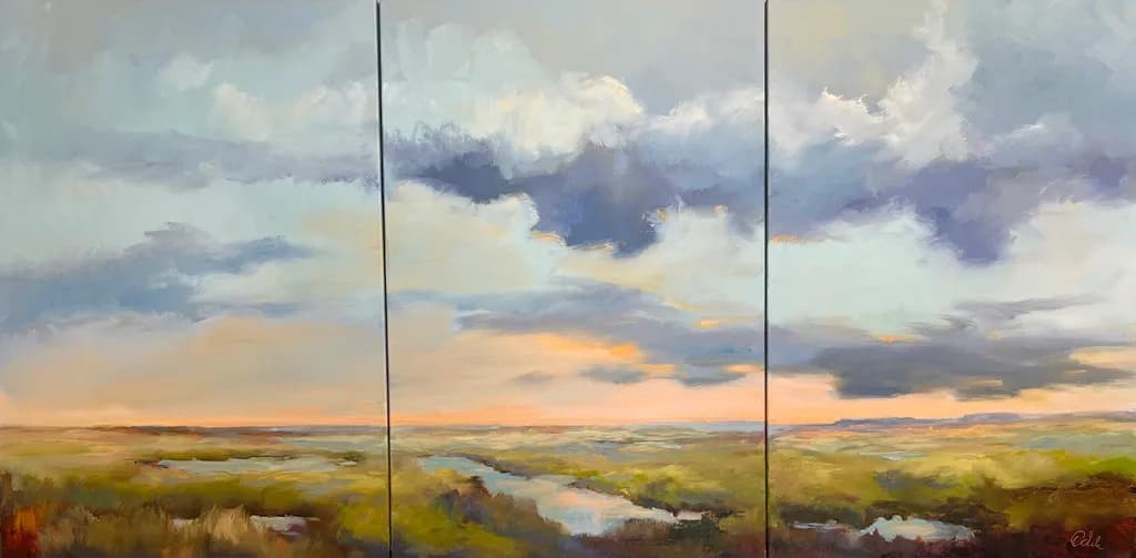 Serene Horizons: An Abstract Landscape of Clouds and Colors