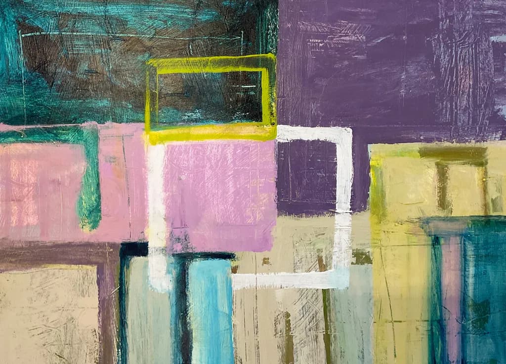 Vibrant Geometric Harmony: An Abstract Exploration of Color and Texture