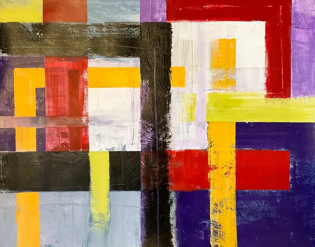 Vibrant Geometric Harmony: An Abstract Exploration of Color and Texture
