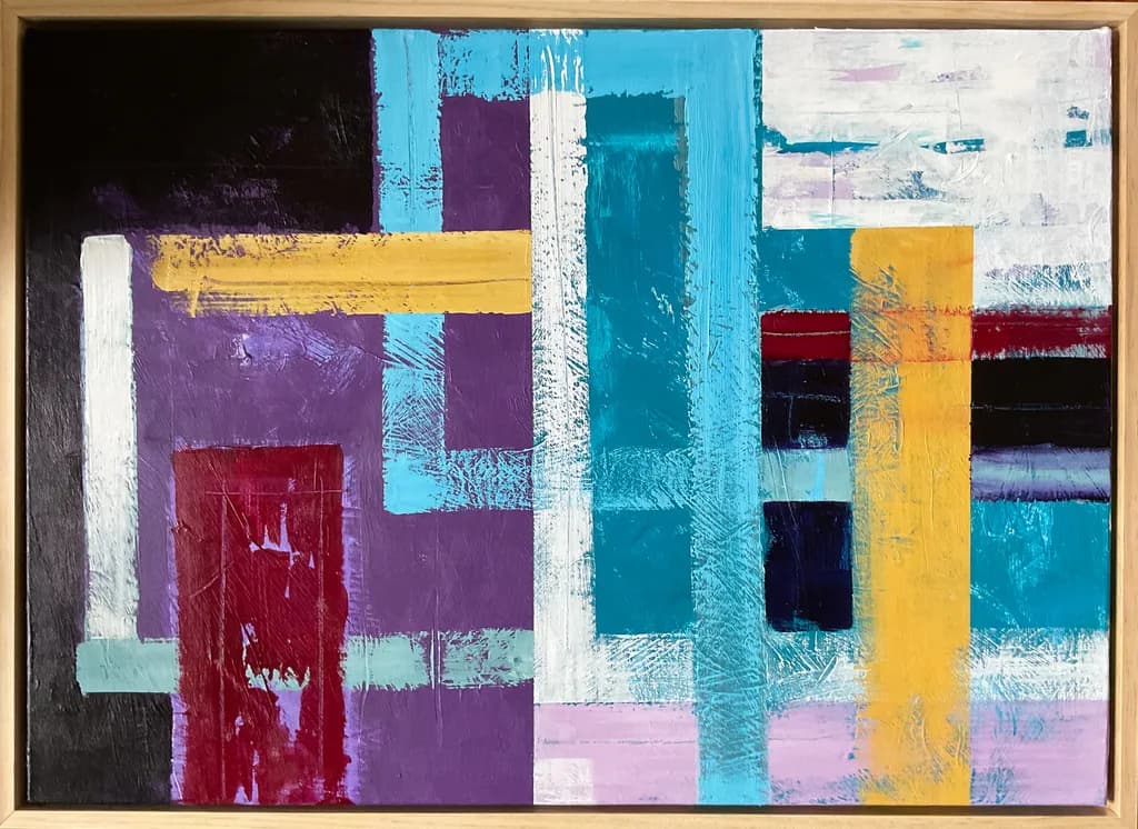 Vibrant Geometric Harmony: An Abstract Exploration of Color and Texture