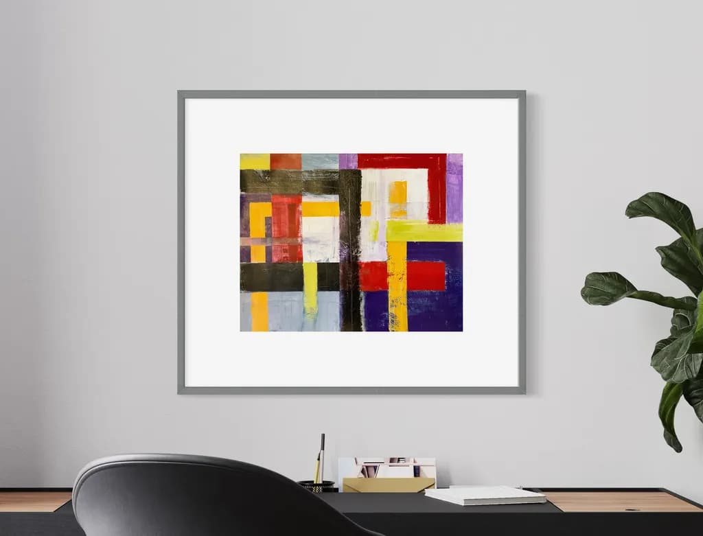 Vibrant Geometric Harmony: An Abstract Journey Through Color and Form
