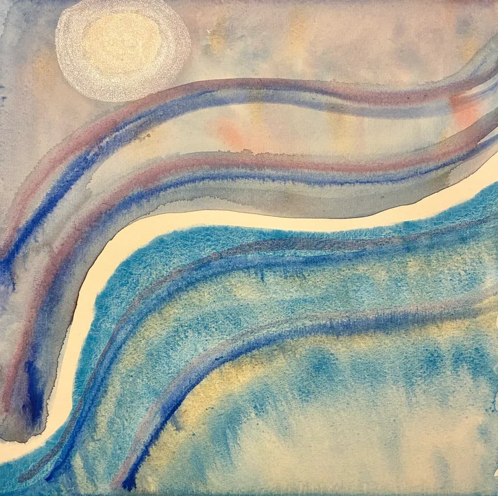 Whispers of the Moonlit Waves: A Serene Watercolor Journey