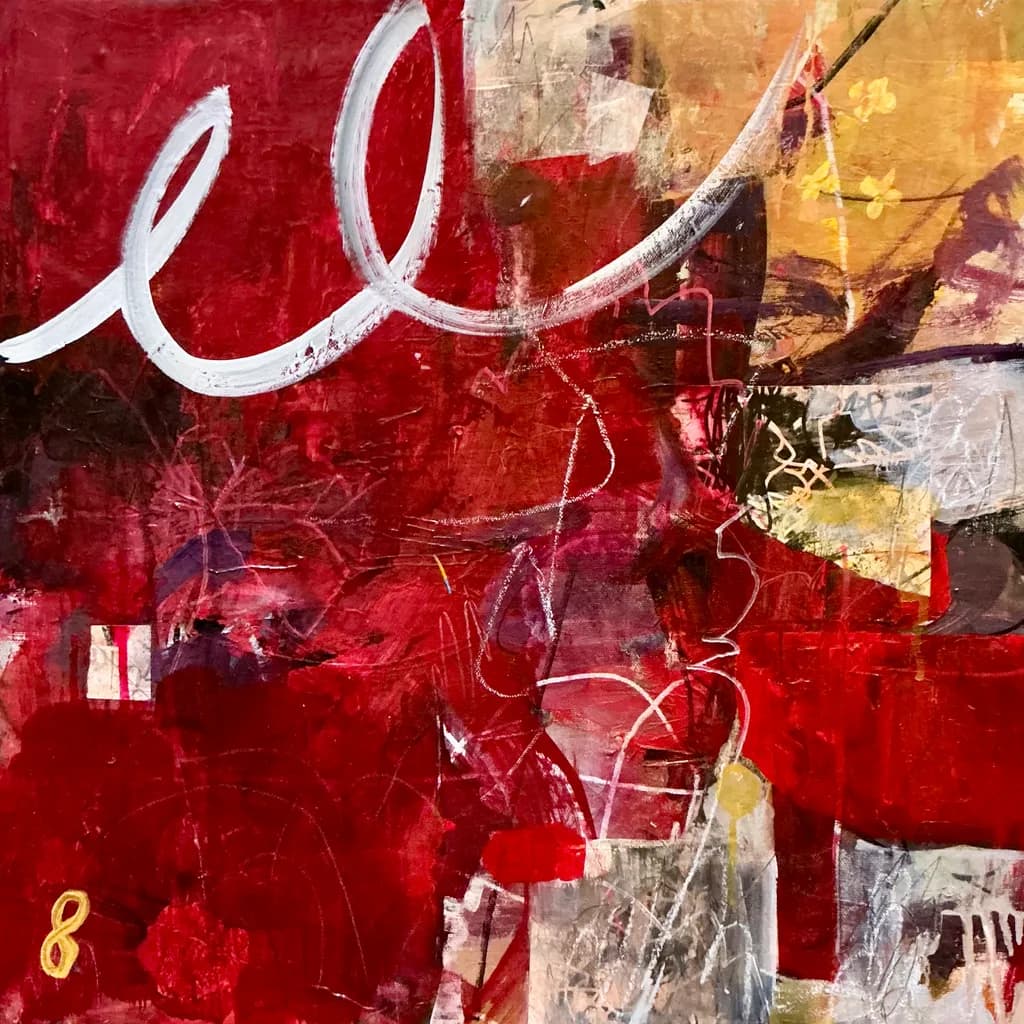 Crimson Whispers: An Abstract Dance of Texture and Emotion