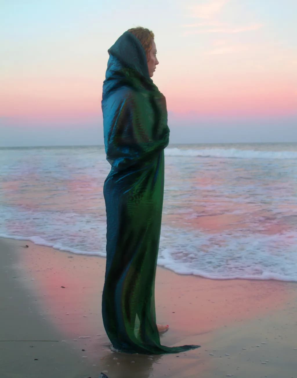 Serene Reflections: A Tranquil Moment by the Beach at Dusk