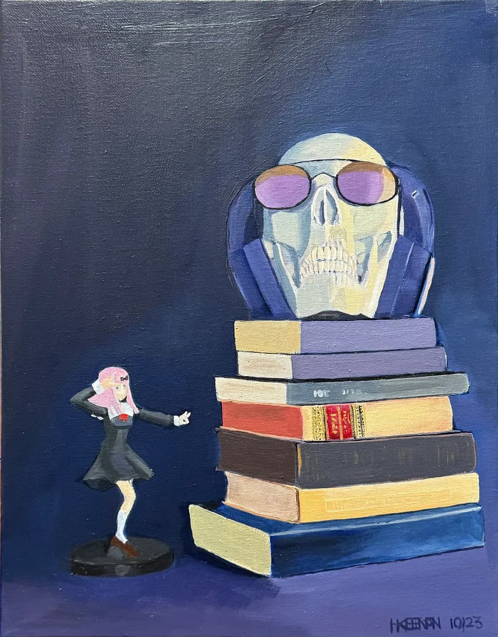 Whimsical Reverie: A Skull's Literary Dreamscape