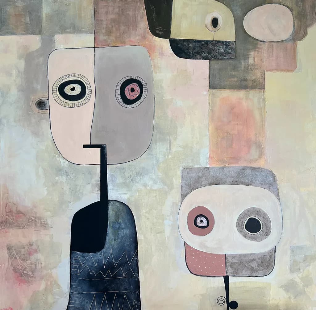 Whimsical Encounters: A Playful Dialogue Between Abstract Figures